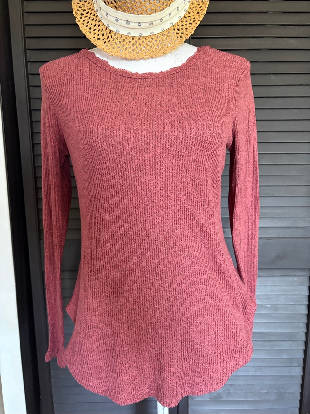 Maurices Dusty Rose Ribbed Long Sleeve Top